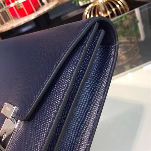 Prada Saffiano Leather Flap Bag 25cm Bag 2VF013 Calfskin Leather Fall Winter 2017 Collection Navy Blue
