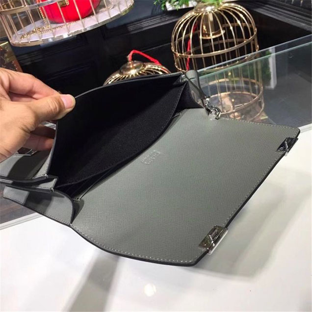 Prada Saffiano Leather Flap Bag 25cm Bag 2VF013 Calfskin Leather Fall Winter 2017 Collection Grey