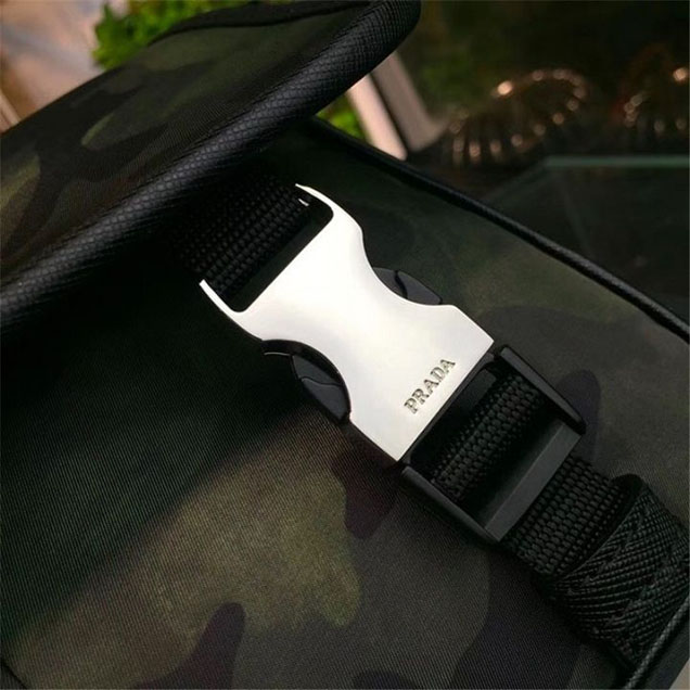 Prada Camouflage Nylon Flap Messenger Bag 26cm Bag 2VD769 Calfskin Leather Fall Winter 2017 Collection Green