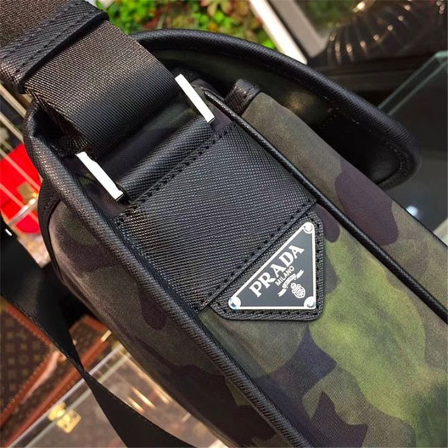 Prada Camouflage Nylon Flap Messenger Bag 26cm Bag 2VD769 Calfskin Leather Fall Winter 2017 Collection Green