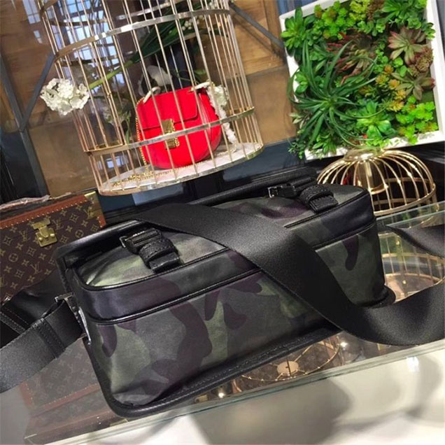 Prada Camouflage Nylon Flap Messenger Bag 26cm Bag 2VD769 Calfskin Leather Fall Winter 2017 Collection Green