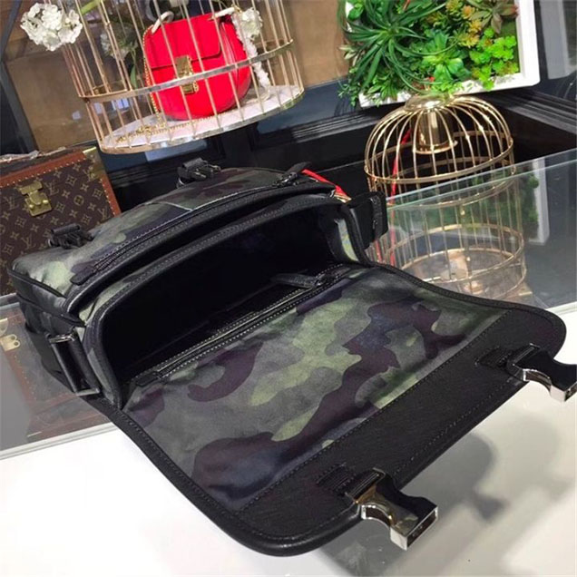 Prada Camouflage Nylon Flap Messenger Bag 26cm Bag 2VD769 Calfskin Leather Fall Winter 2017 Collection Green