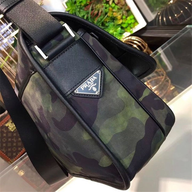 Prada Camouflage Nylon Flap Messenger Bag 31cm Bag 2VD769 Calfskin Leather Fall Winter 2017 Collection Green
