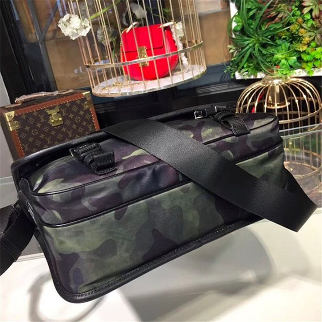 Prada Camouflage Nylon Flap Messenger Bag 31cm Bag 2VD769 Calfskin Leather Fall Winter 2017 Collection Green