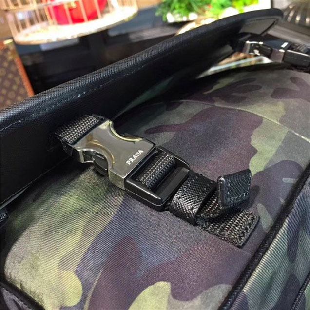 Prada Camouflage Nylon Flap Messenger Bag 31cm Bag 2VD769 Calfskin Leather Fall Winter 2017 Collection Green