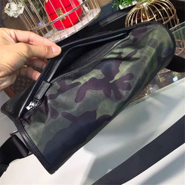 Prada Camouflage Nylon Flap Messenger Bag 31cm Bag 2VD769 Calfskin Leather Fall Winter 2017 Collection Green