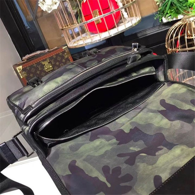 Prada Camouflage Nylon Flap Messenger Bag 31cm Bag 2VD769 Calfskin Leather Fall Winter 2017 Collection Green