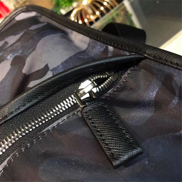Prada Camouflage Nylon Flap Messenger Bag 31cm Bag 2VD769 Calfskin Leather Fall Winter 2017 Collection Blue