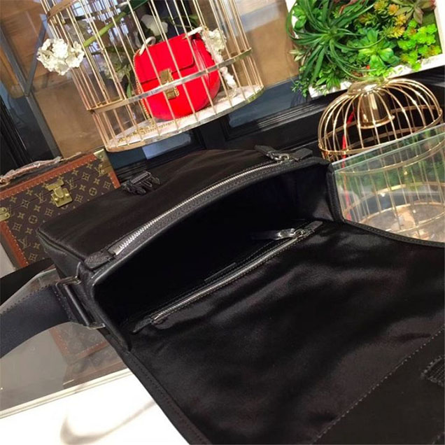 Prada Nylon Flap Messenger Bag 24cm Bag 2VD767 Calfskin Leather Fall Winter 2017 Collection Black