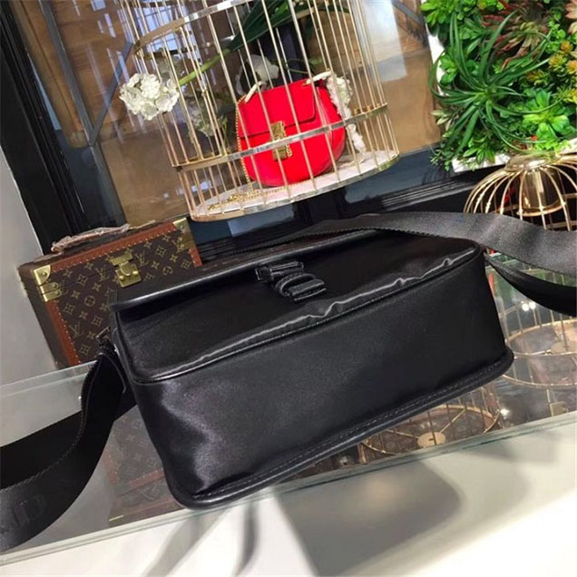 Prada Nylon Flap Messenger Bag 24cm Bag 2VD767 Calfskin Leather Fall Winter 2017 Collection Black