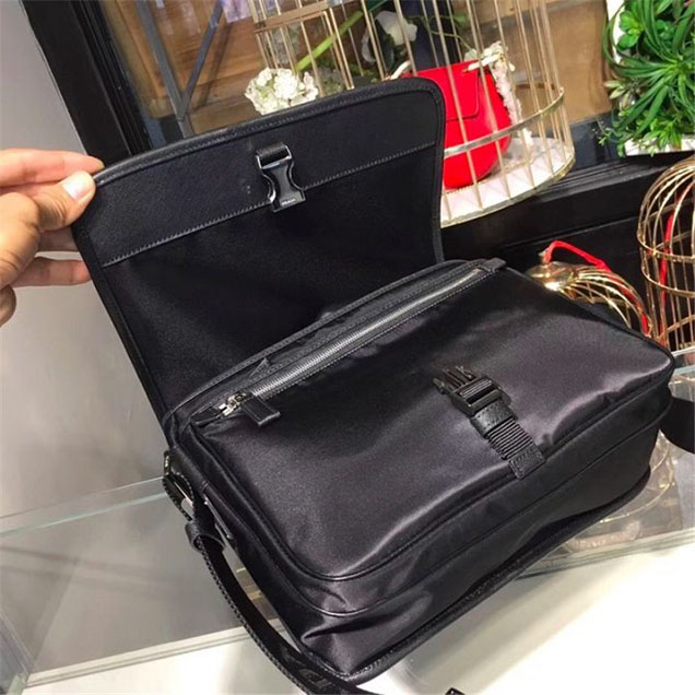 Prada Nylon Flap Messenger Bag 29cm Bag 2VD768 Calfskin Leather Fall Winter 2017 Collection Black