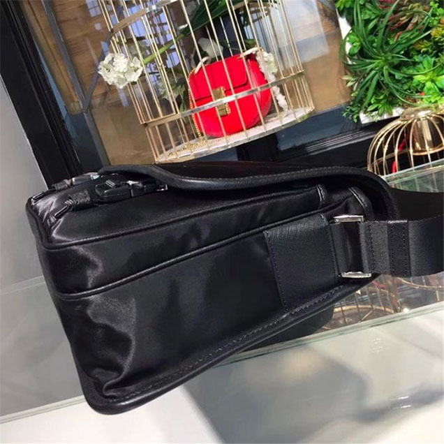Prada Nylon Flap Messenger Bag 31cm Bag 2VD769 Calfskin Leather Fall Winter 2017 Collection Black
