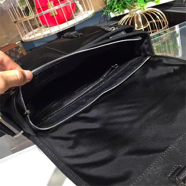 Prada Nylon Flap Messenger Bag 31cm Bag 2VD769 Calfskin Leather Fall Winter 2017 Collection Black