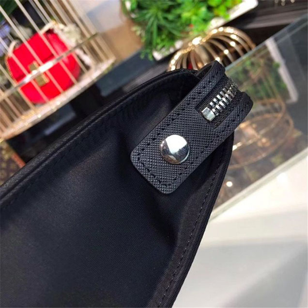Prada Nylon 24cm Pouch BR4994 Calfskin Leather Fall Winter 2017 Collection Black