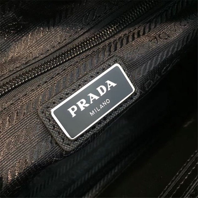 Prada Nylon 24cm Pouch BR4994 Calfskin Leather Fall Winter 2017 Collection Black