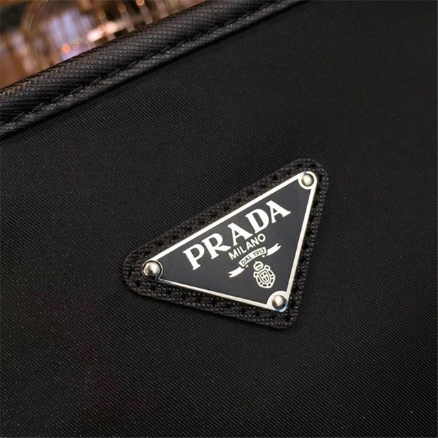 Prada Nylon Shoulder 27cm Bag BR4996 Calfskin Leather Fall Winter 2017 Collection Black