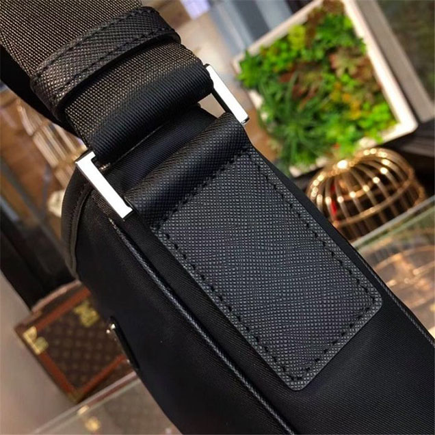 Prada Nylon Shoulder 27cm Bag BR4996 Calfskin Leather Fall Winter 2017 Collection Black
