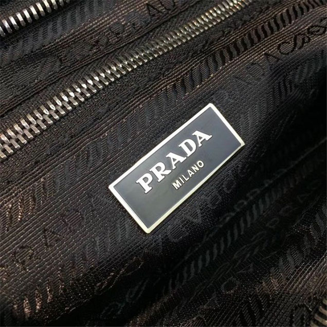 Prada Nylon Shoulder 27cm Bag BR4996 Calfskin Leather Fall Winter 2017 Collection Black