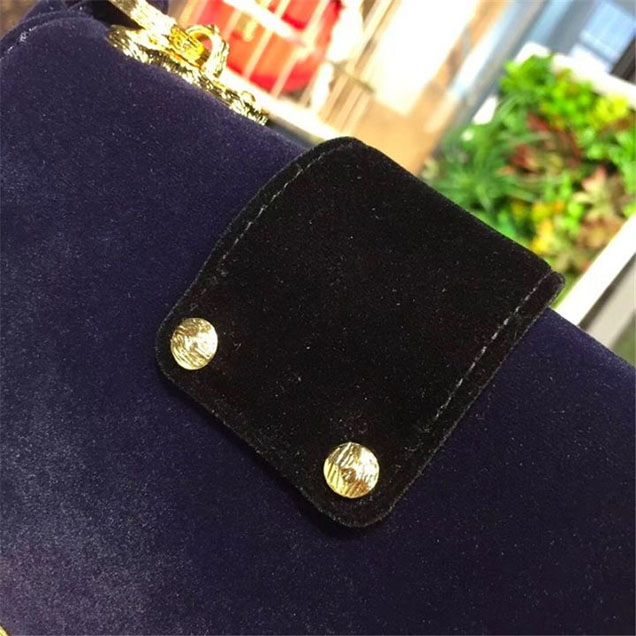 Prada Velvet Cahier Crystal-Embellished 18cm Bag 1BD045 Calfskin Leather Fall Winter 2017 Collection Black Blue