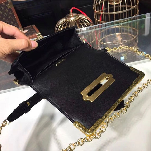 Prada Velvet Cahier Crystal-Embellished 18cm Bag 1BD045 Calfskin Leather Fall Winter 2017 Collection Black Red