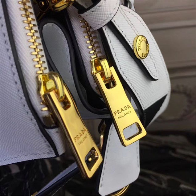 Prada Paradigme Saffiano 30cm Bag 1BA103 Calfskin Leather Fall Winter 2017 Bag Collection White Black