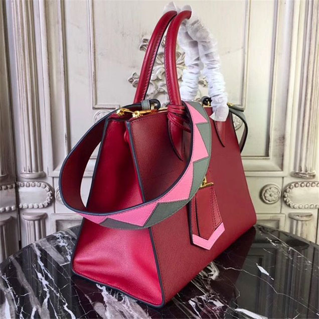 Prada Paradigme Saffiano 30cm Bag 1BA103 Calfskin Leather Fall Winter 2017 Bag Collection Burgundy Gray Pink