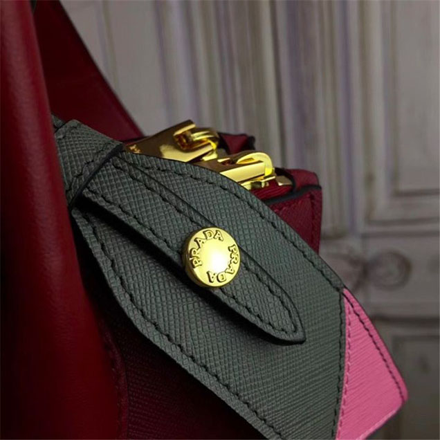 Prada Paradigme Saffiano 30cm Bag 1BA103 Calfskin Leather Fall Winter 2017 Bag Collection Burgundy Gray Pink