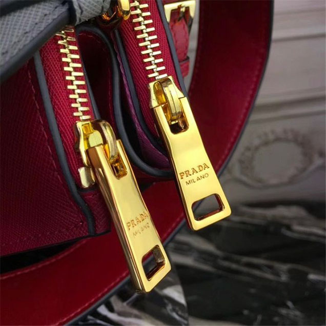 Prada Paradigme Saffiano 30cm Bag 1BA103 Calfskin Leather Fall Winter 2017 Bag Collection Burgundy Gray Pink
