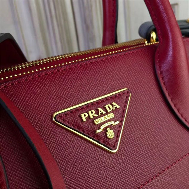 Prada Paradigme Saffiano 30cm Bag 1BA103 Calfskin Leather Fall Winter 2017 Bag Collection Burgundy Gray Pink