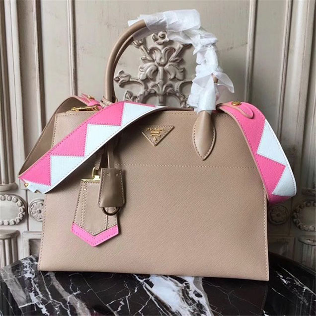 Prada Paradigme Saffiano 30cm Bag 1BA103 Calfskin Leather Fall Winter 2017 Bag Collection Nude Light Pink White