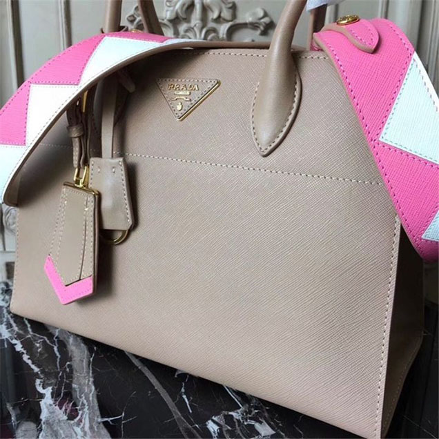 Prada Paradigme Saffiano 30cm Bag 1BA103 Calfskin Leather Fall Winter 2017 Bag Collection Nude Light Pink White