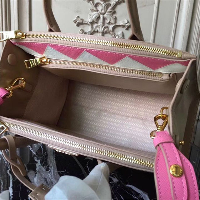 Prada Paradigme Saffiano 30cm Bag 1BA103 Calfskin Leather Fall Winter 2017 Bag Collection Nude Light Pink White