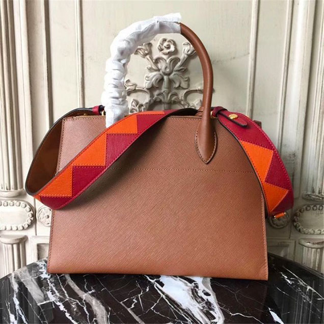 Prada Paradigme Saffiano 30cm Bag 1BA103 Calfskin Leather Fall Winter 2017 Bag Collection Brown Burgundy Orange