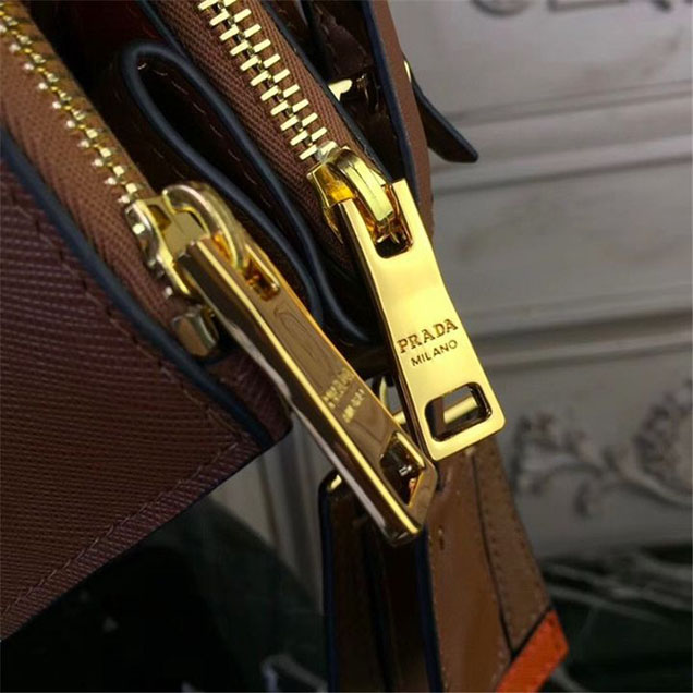 Prada Paradigme Saffiano 30cm Bag 1BA103 Calfskin Leather Fall Winter 2017 Bag Collection Brown Burgundy Orange
