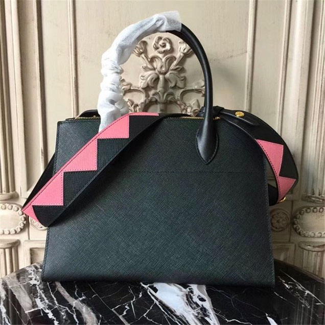 Prada Paradigme Saffiano 30cm Bag 1BA103 Calfskin Leather Fall Winter 2017 Bag Collection Black Light Pink