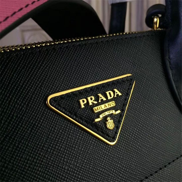 Prada Paradigme Saffiano 30cm Bag 1BA103 Calfskin Leather Fall Winter 2017 Bag Collection Black Light Pink