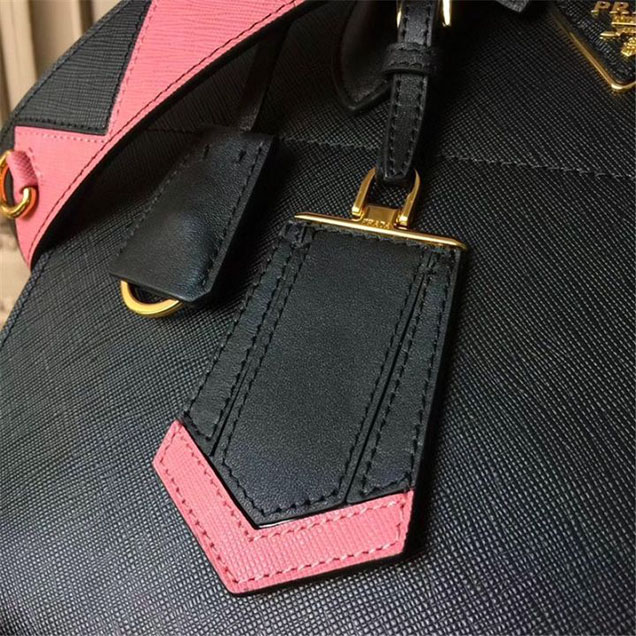 Prada Paradigme Saffiano 30cm Bag 1BA103 Calfskin Leather Fall Winter 2017 Bag Collection Black Light Pink