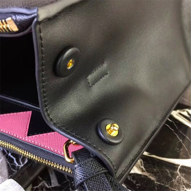 Prada Paradigme Saffiano 30cm Bag 1BA103 Calfskin Leather Fall Winter 2017 Bag Collection Black Light Pink