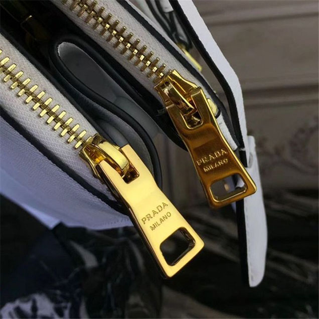 Prada Paradigme Saffiano 30cm Bag 1BA103 Calfskin Leather Fall Winter 2017 Bag Collection White Blue