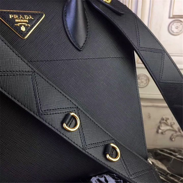 Prada Paradigme Saffiano 30cm Bag 1BA103 Calfskin Leather Fall Winter 2017 Bag Collection Black