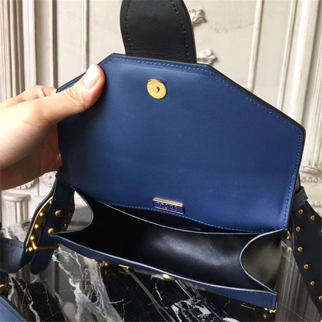 Prada Animalier Lion Head 20cm Bag 1BD089 Calfskin Leather Fall Winter 2017 Bag Collection Blue Black