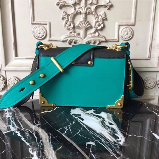 Prada Animalier Lion Head 20cm Bag 1BD089 Calfskin Leather Fall Winter 2017 Bag Collection Turquoise Black
