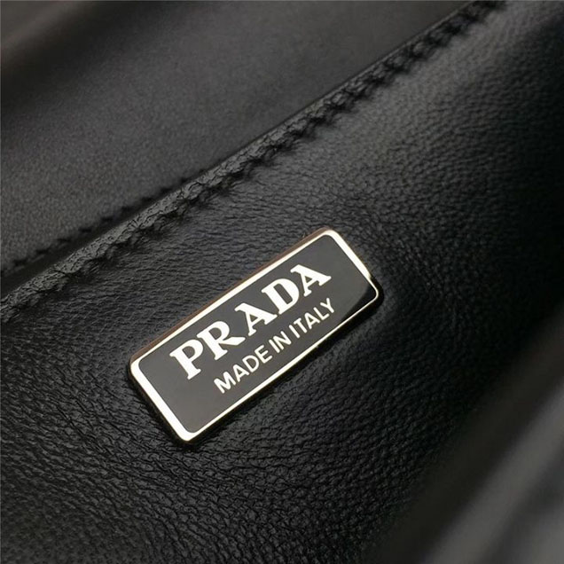 Prada Pionnière Studded with Calf Hair 20cm Shoulder Bag Calfskin Leather Fall Winter 2017 Collection Burgundy