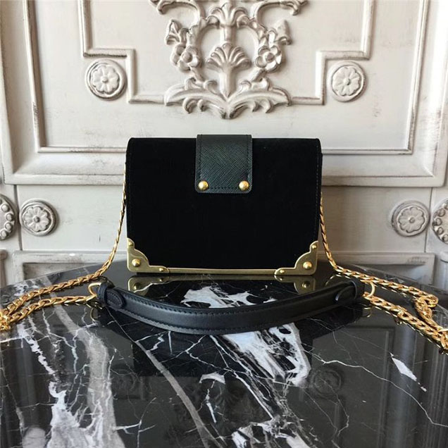 Prada Cahier Astrology Shoulder Bag Suede Calfskin Leather 18cm Fall Winter 2017 Bag Collection Black