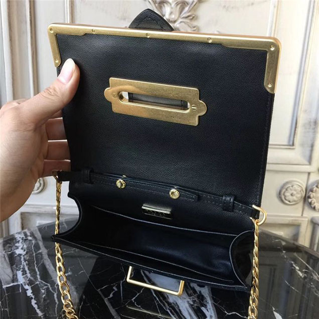 Prada Cahier Astrology Shoulder Bag Suede Calfskin Leather 18cm Fall Winter 2017 Bag Collection Black