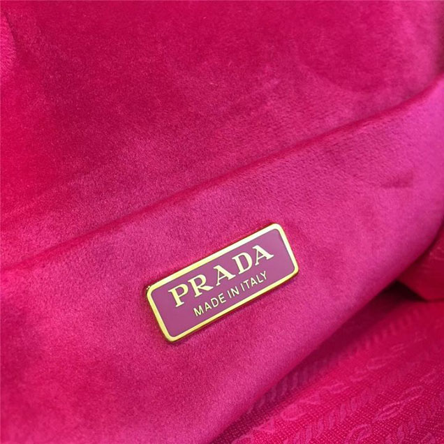 Prada Trompe L'oeil Velvet Cahier Bag 20cm 1BD075 Fall Winter 2017 Bag Collection Fuchsia Orange