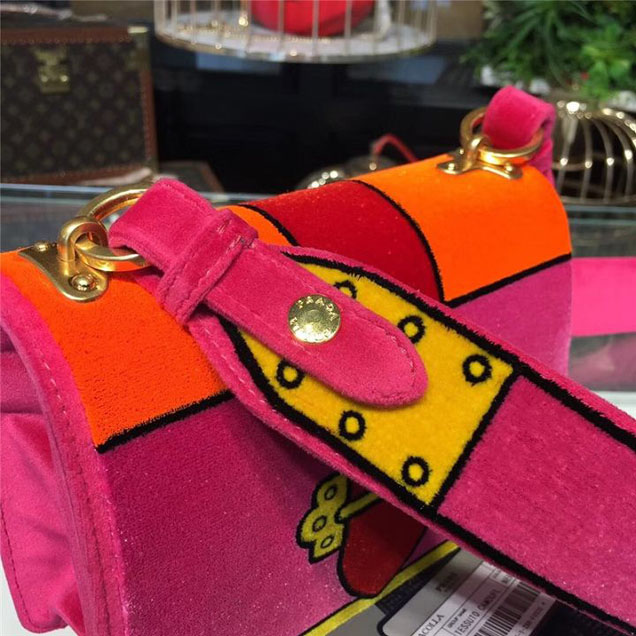 Prada Trompe L'oeil Velvet Cahier Bag 20cm 1BD075 Fall Winter 2017 Bag Collection Fuchsia Orange