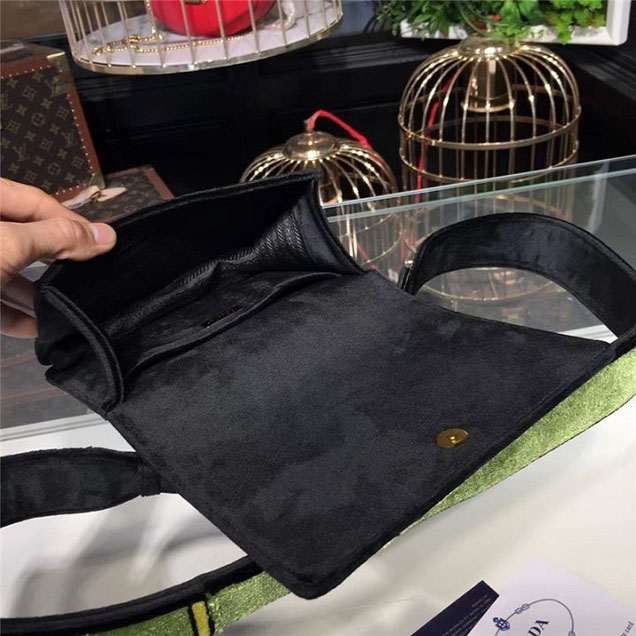 Prada Trompe L'oeil Velvet Cahier Bag 20cm 1BD075 Fall Winter 2017 Bag Collection Green Red