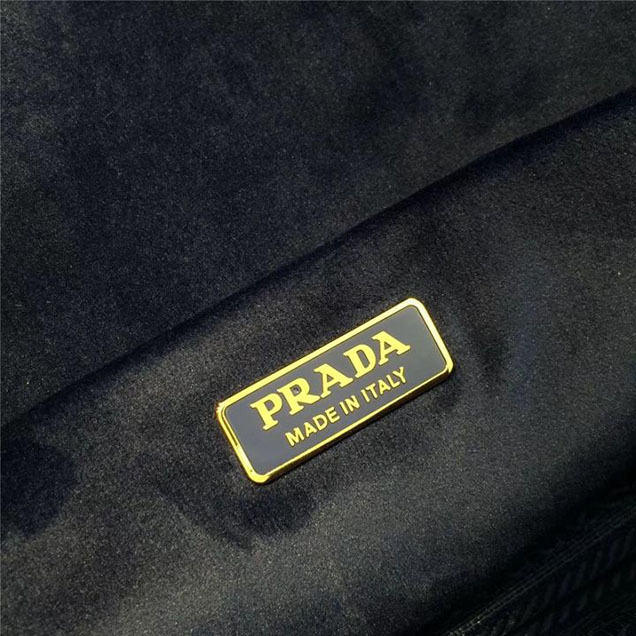 Prada Trompe L'oeil Velvet Cahier Bag 20cm 1BD075 Fall Winter 2017 Bag Collection Blue Green
