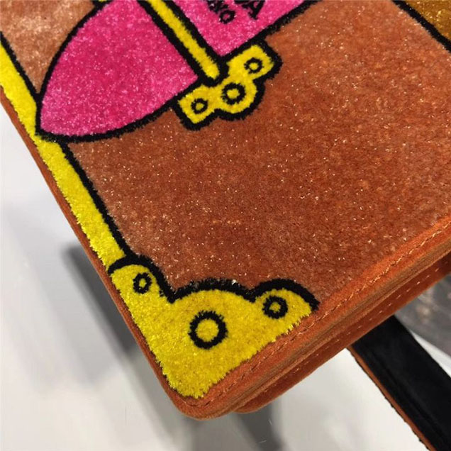 Prada Trompe L'oeil Velvet Cahier Bag 20cm 1BD075 Fall Winter 2017 Bag Collection Orange Fuchsia